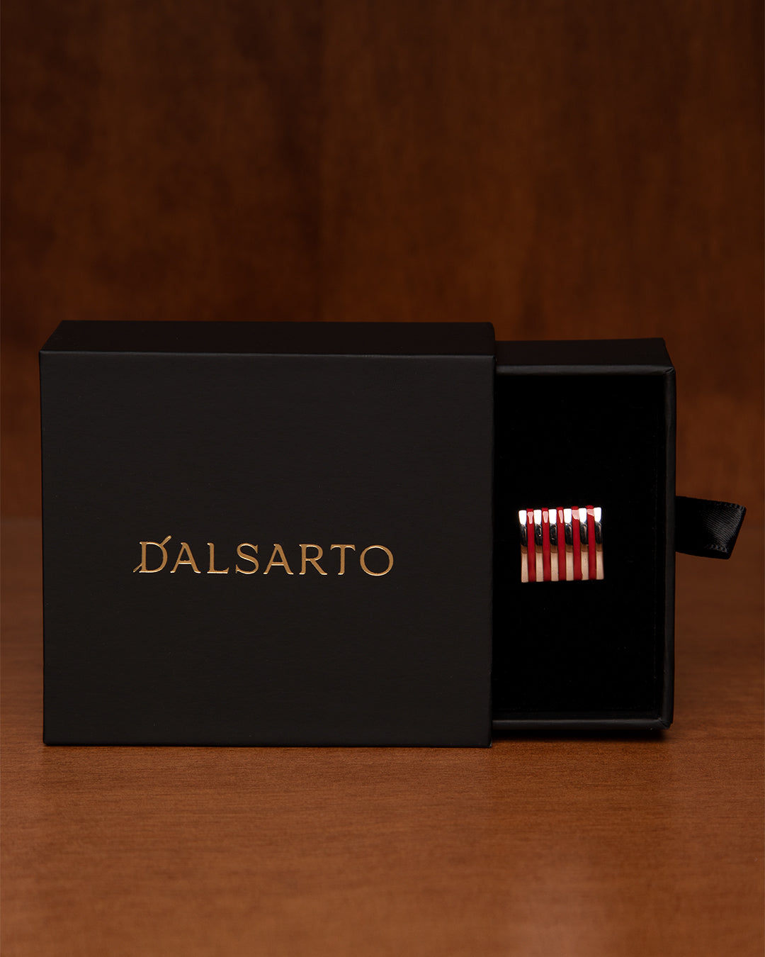 Silver and Red Rectangular Cufflinks