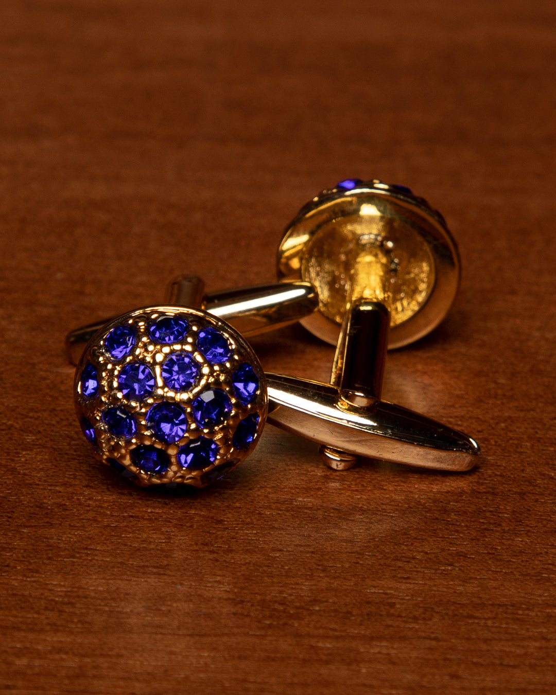 Gemelli Color Oro con Pietra Incastonata Blu