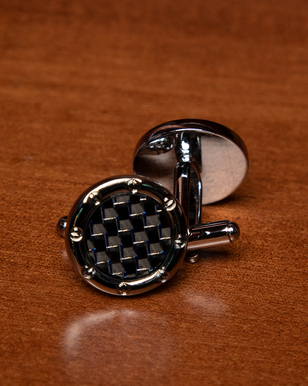 Silver-Tone Cufflinks with Modern Intertwined Pattern