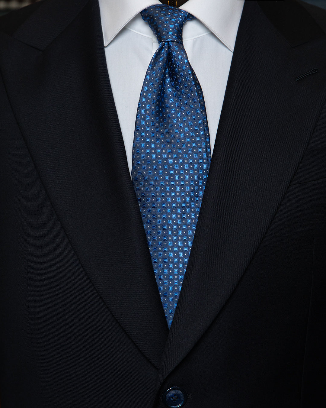Midnight Blue Tie with Light Blue Checks