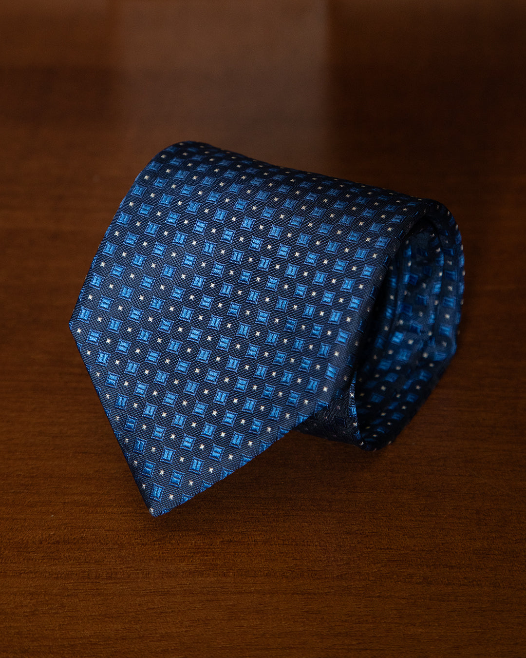 Midnight Blue Tie with Light Blue Checks