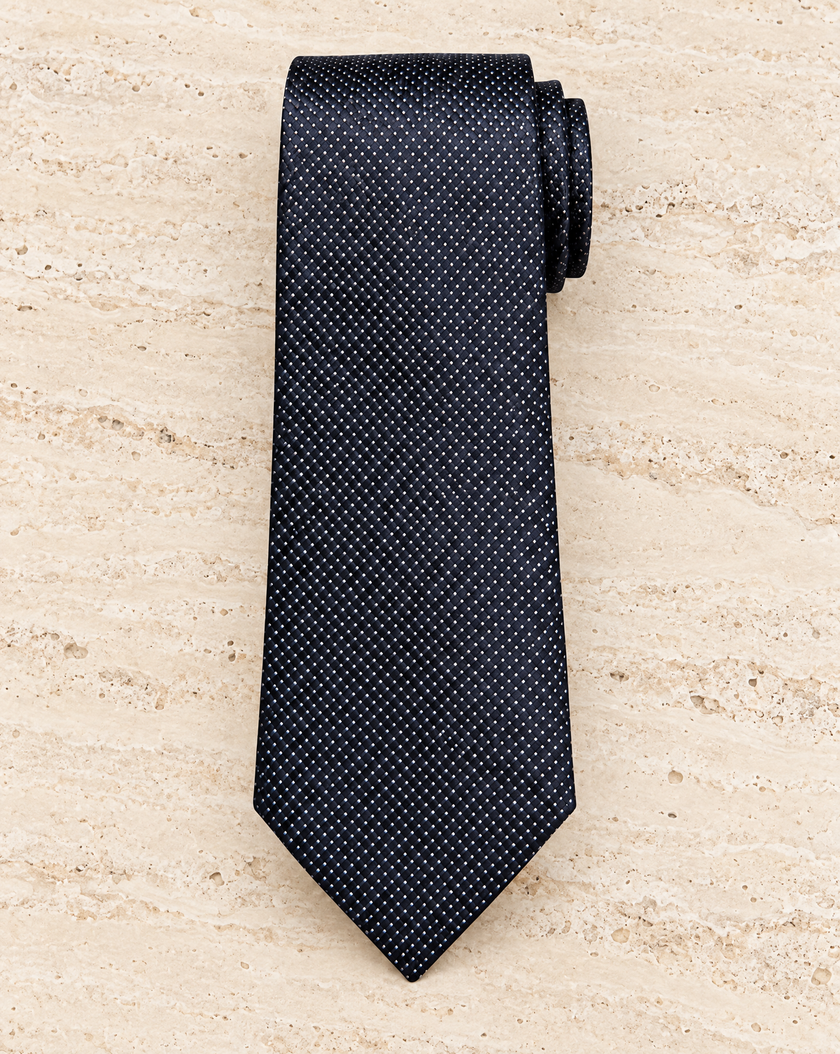 Midnight Blue Tie with White Microdots