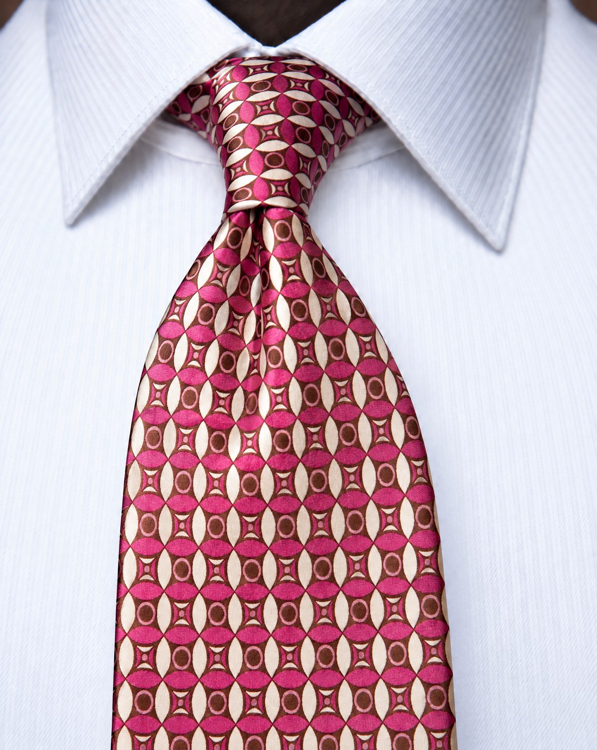 Pink & Orange Geometric Mosaic Silk Tie