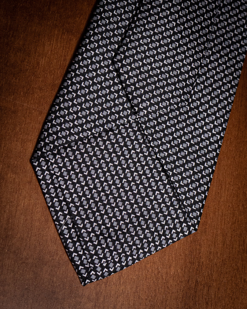 Agostino Black Tie with Gray Pattern