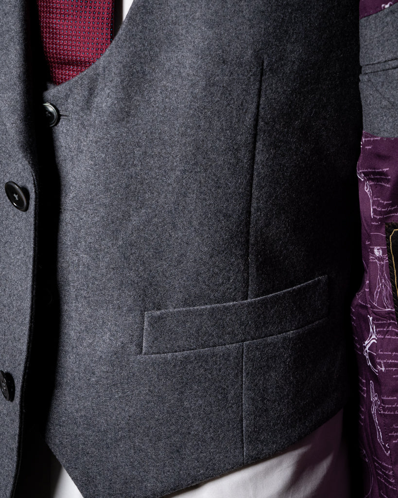 Abito Bernini Flanella Grigio con Gilet