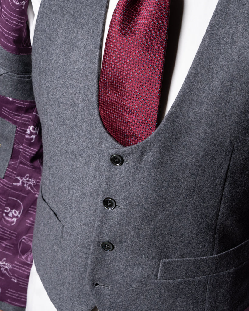 Abito Bernini Flanella Grigio con Gilet