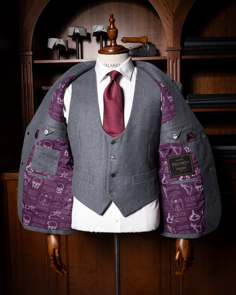 Abito Bernini Flanella Grigio con Gilet