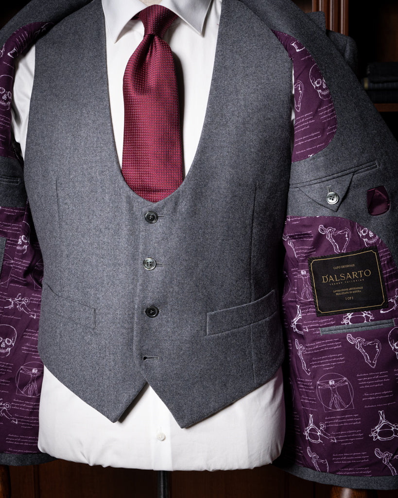 Abito Bernini Flanella Grigio con Gilet