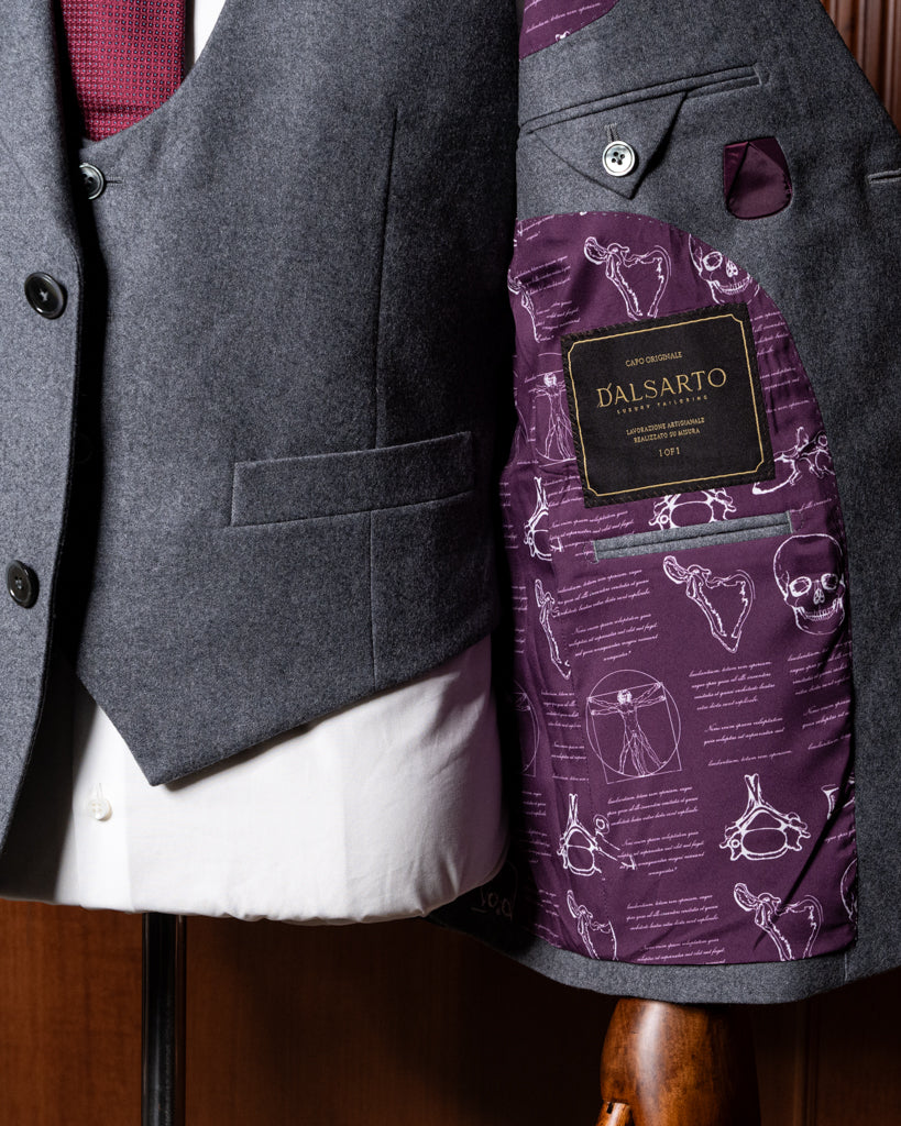 Abito Bernini Flanella Grigio con Gilet