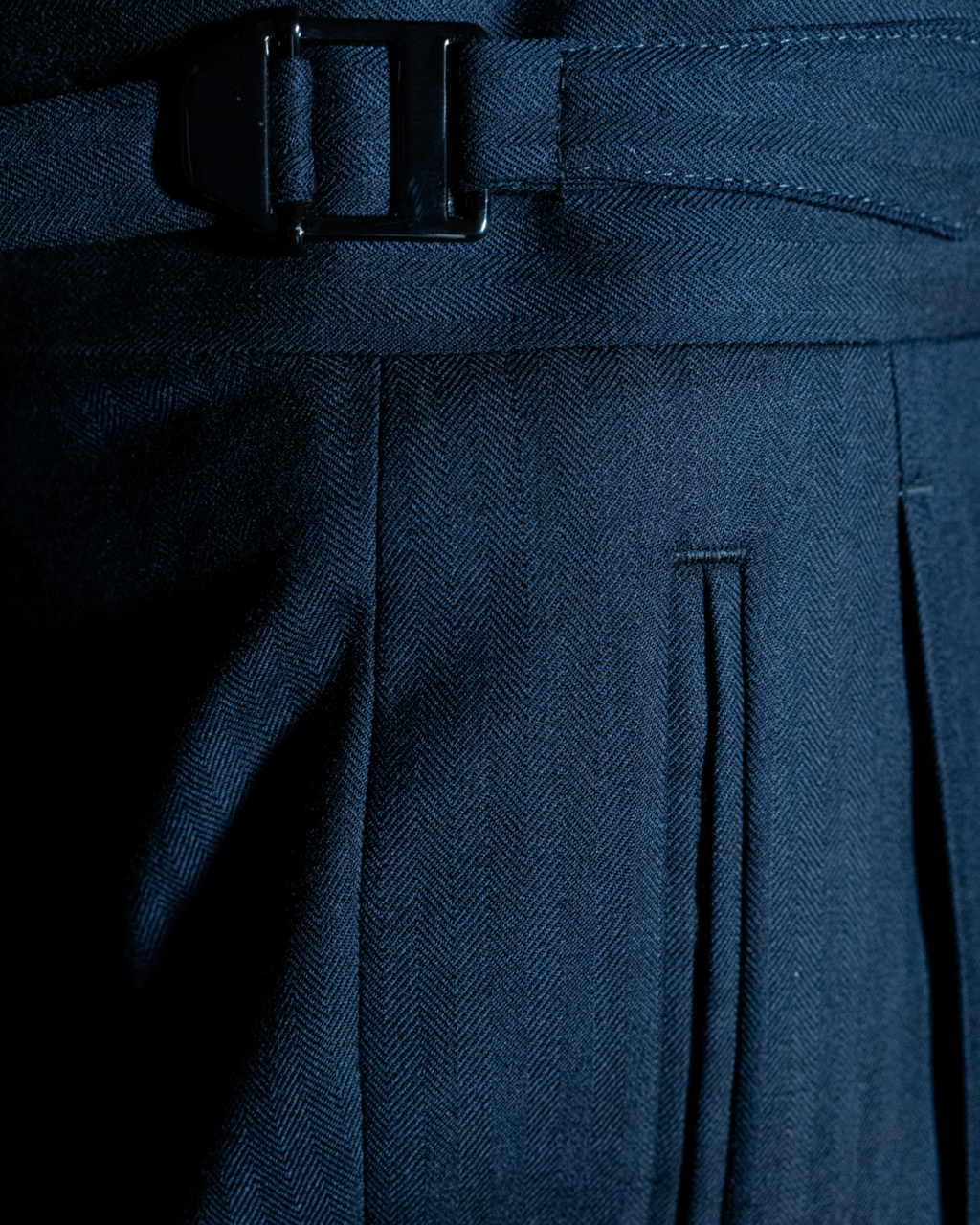 Canova Double-breasted Blue Herringbone Suit