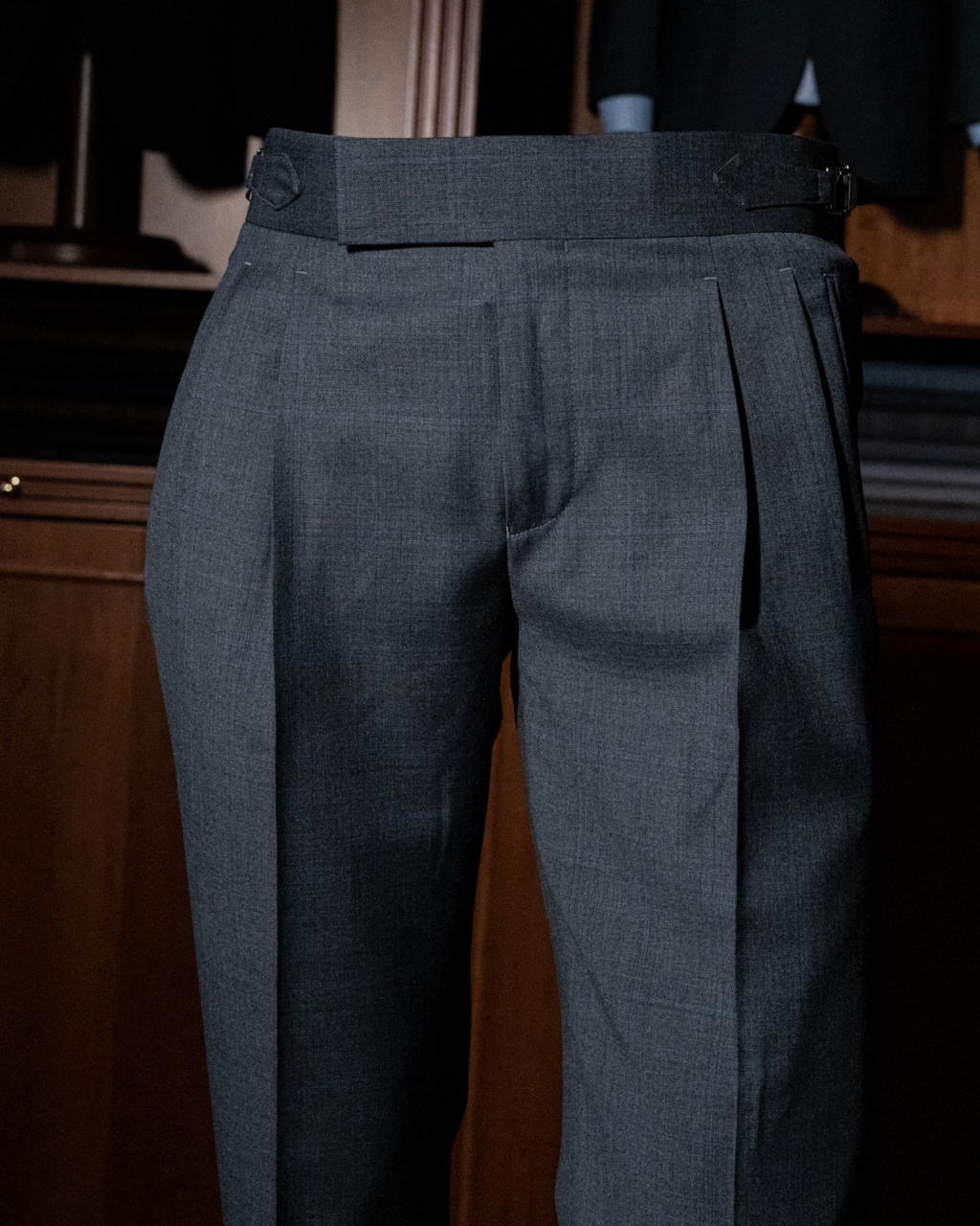 Pantalone Borromini Grigio Scuro Quadri Blu