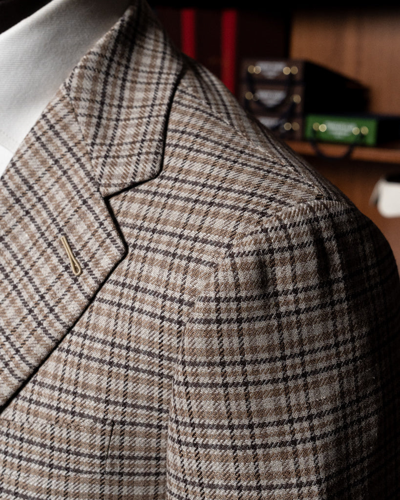 Giotto Beige Checked Jacket