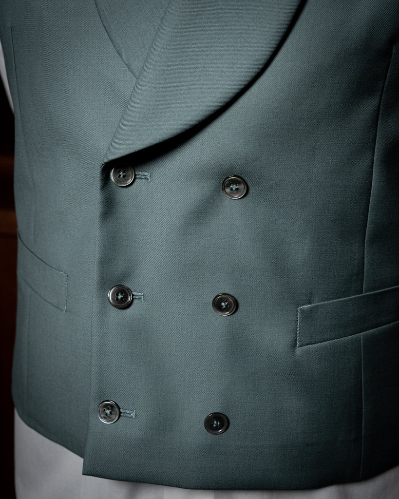 Double-Breasted Green Shawl Waistcoat
