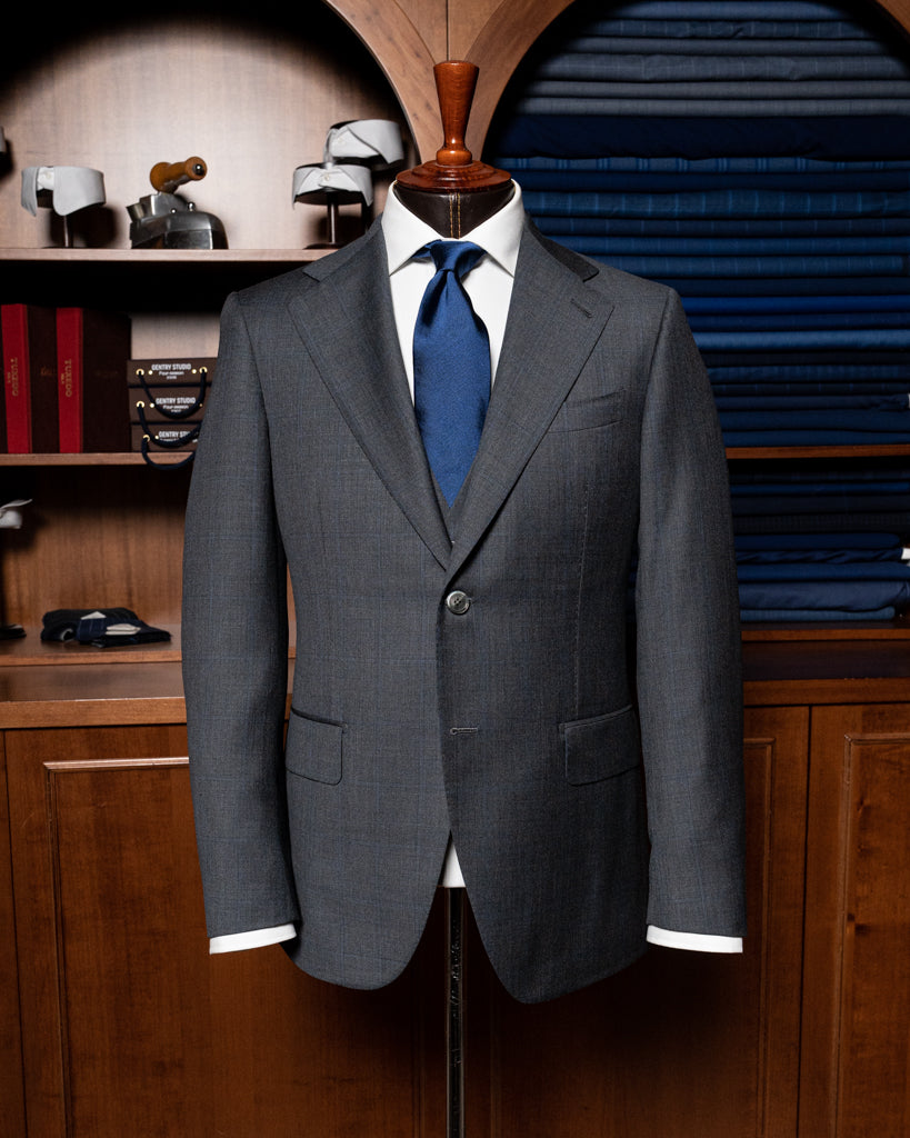 Abito Giotto Grigio Quadri Blu con Gilet