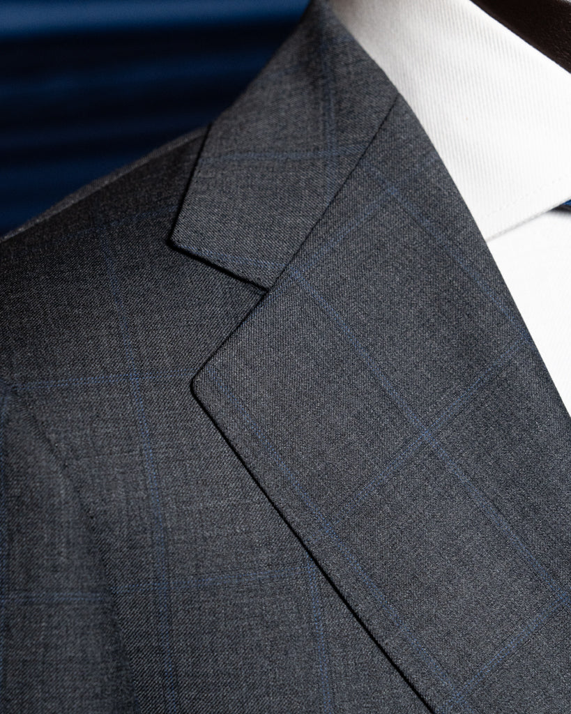 Giotto Suit 3 Pieces Gray With Blue Checks