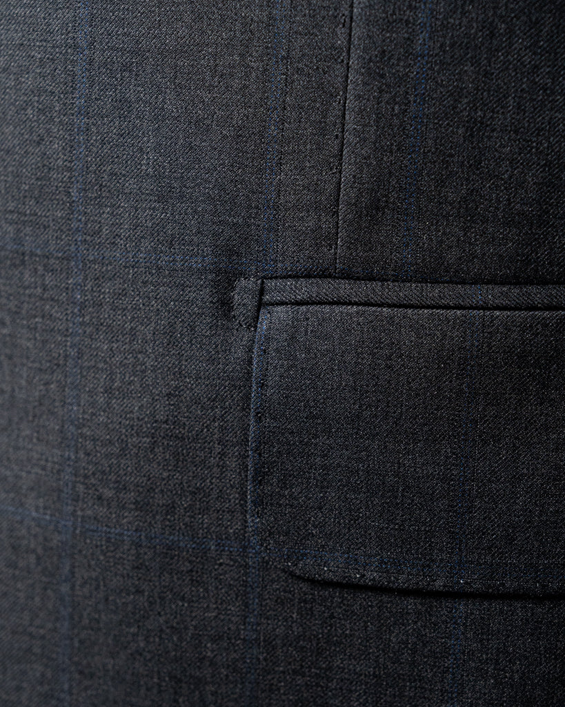 Abito Giotto Grigio Quadri Blu con Gilet