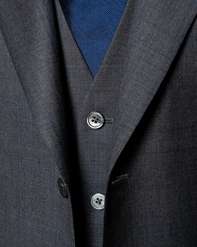 Abito Giotto Grigio Quadri Blu con Gilet