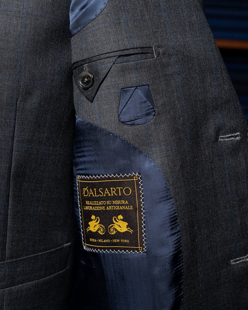 Abito Giotto Grigio Quadri Blu con Gilet