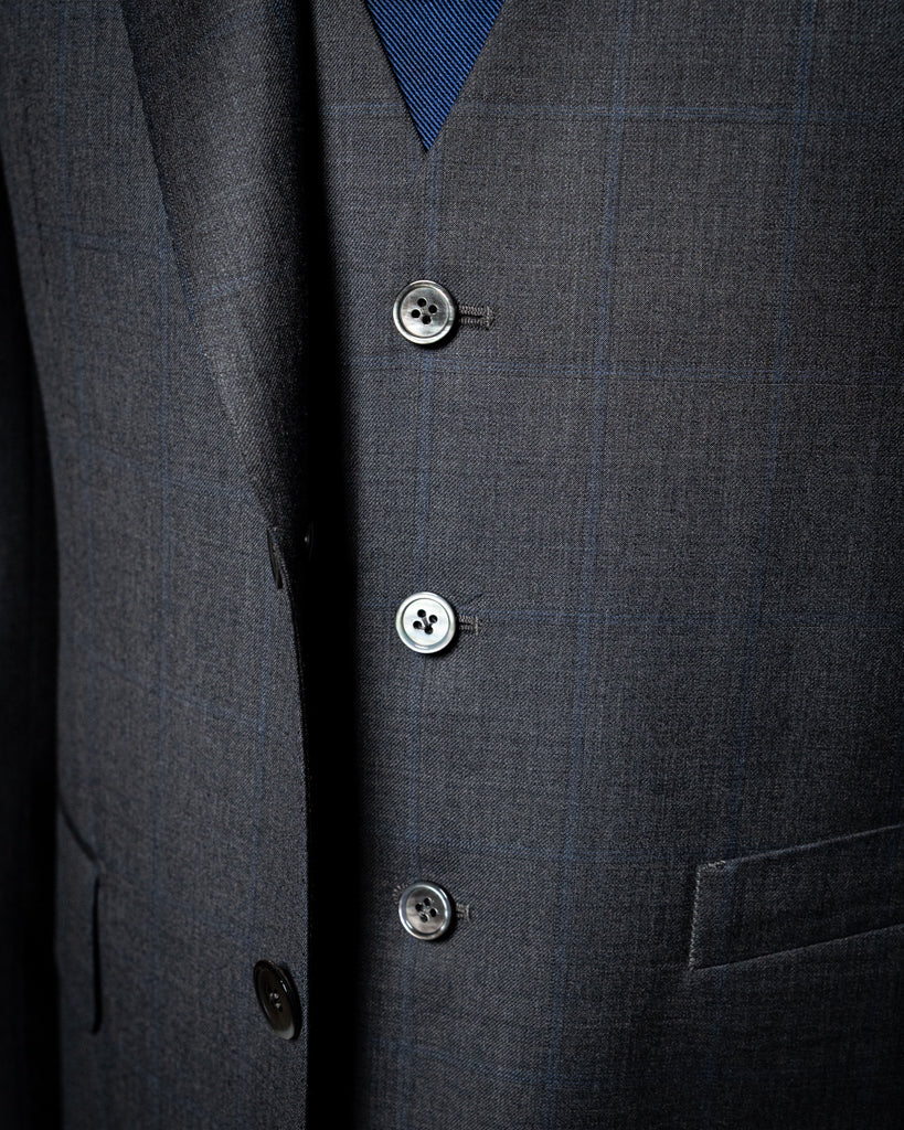 Abito Giotto Grigio Quadri Blu con Gilet