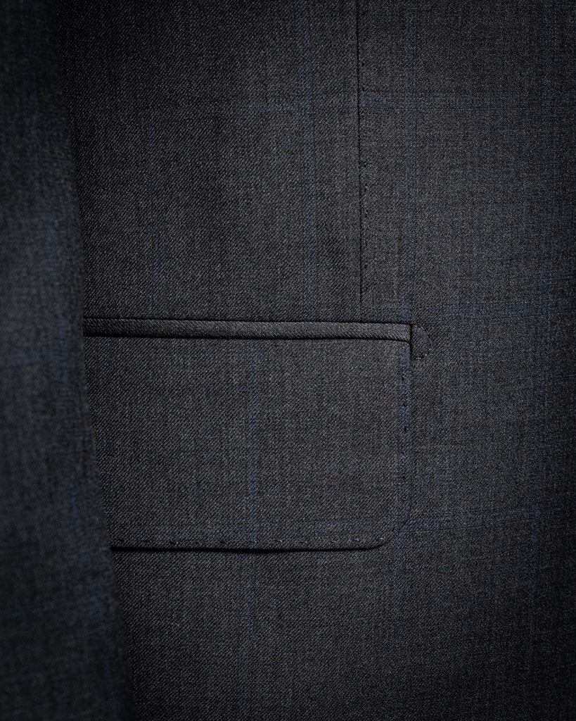 Abito Giotto Grigio Quadri Blu con Gilet