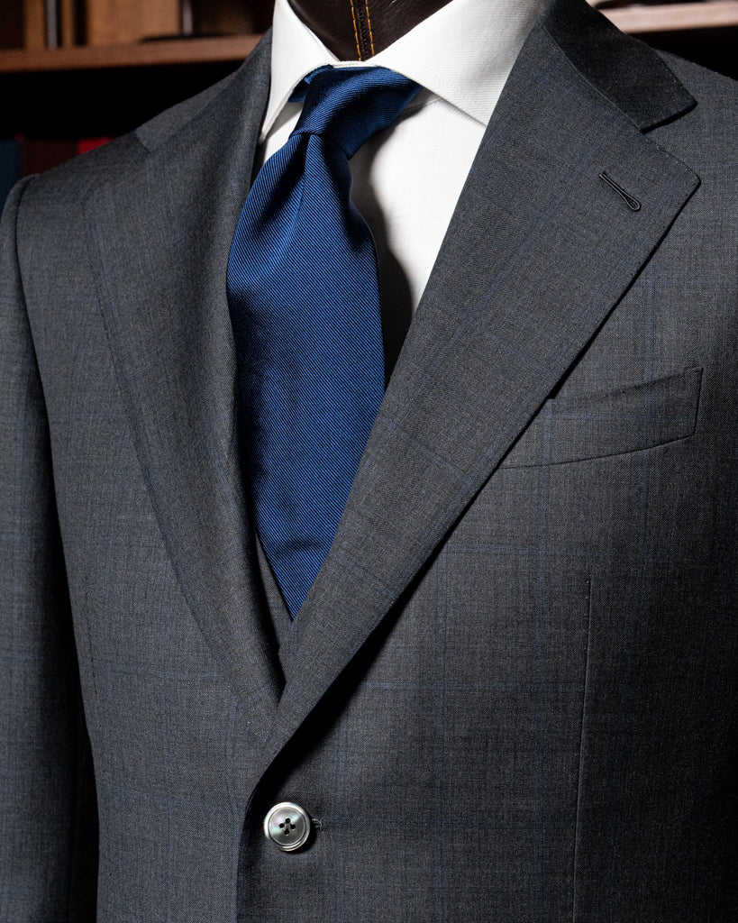 Abito Giotto Grigio Quadri Blu con Gilet
