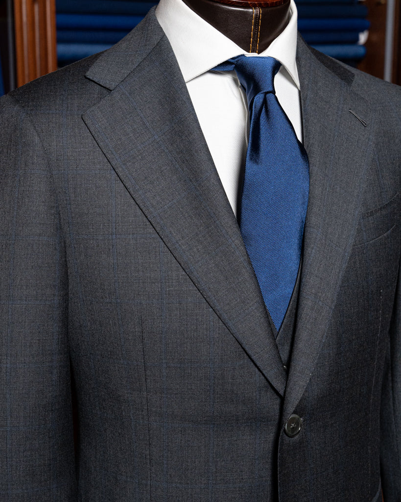 Abito Giotto Grigio Quadri Blu con Gilet