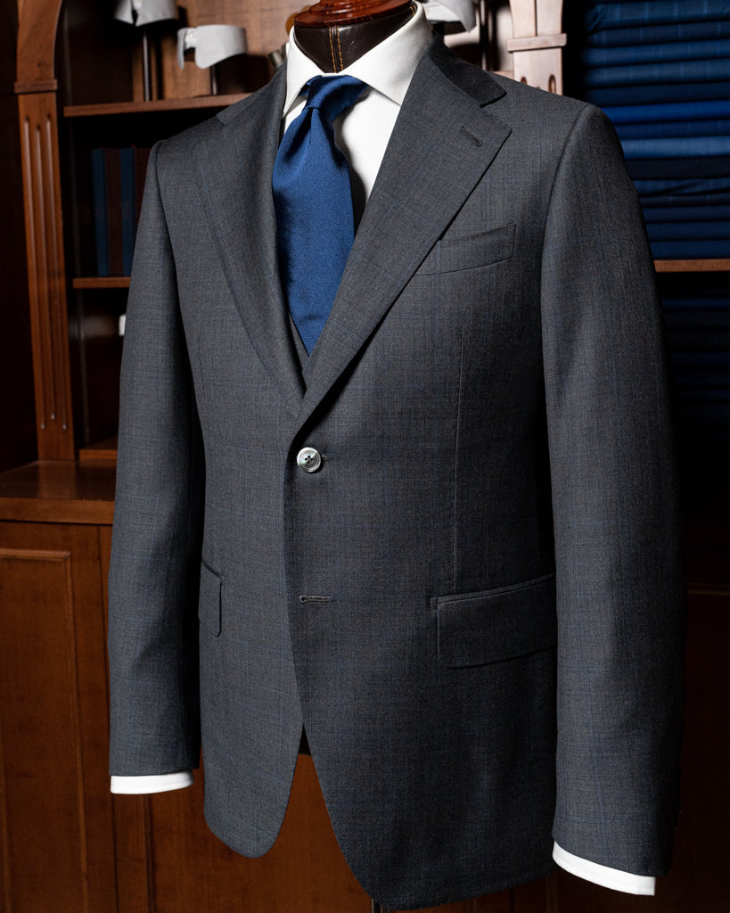 Abito Giotto Grigio Quadri Blu con Gilet