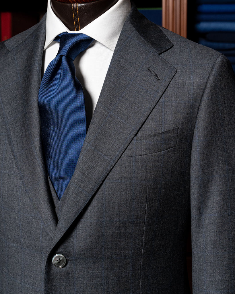 Abito Giotto Grigio Quadri Blu con Gilet