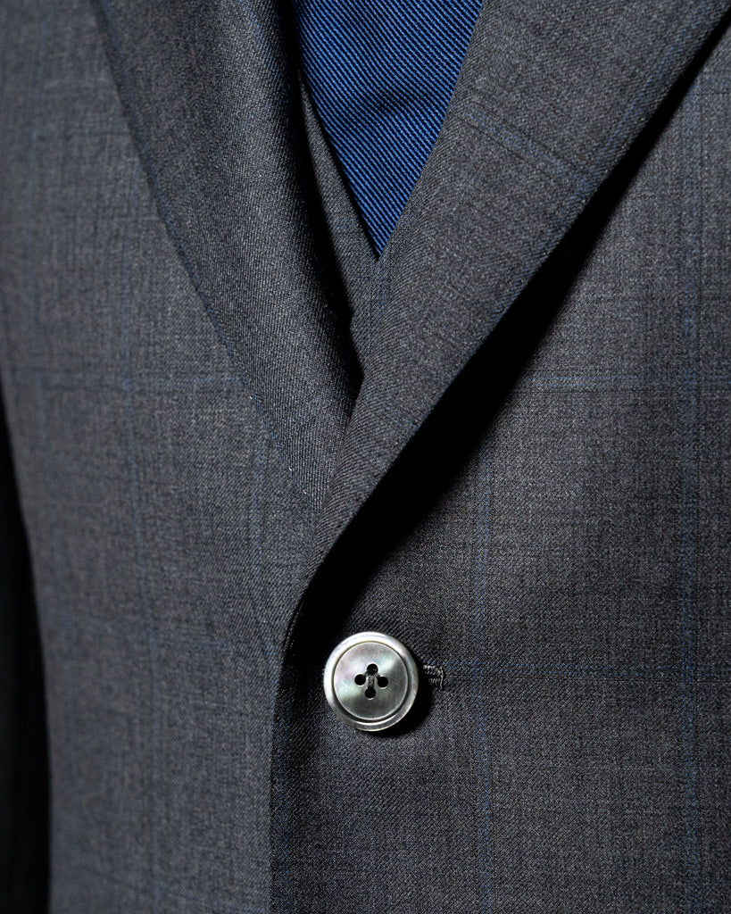 Giotto Suit 3 Pieces Gray With Blue Checks