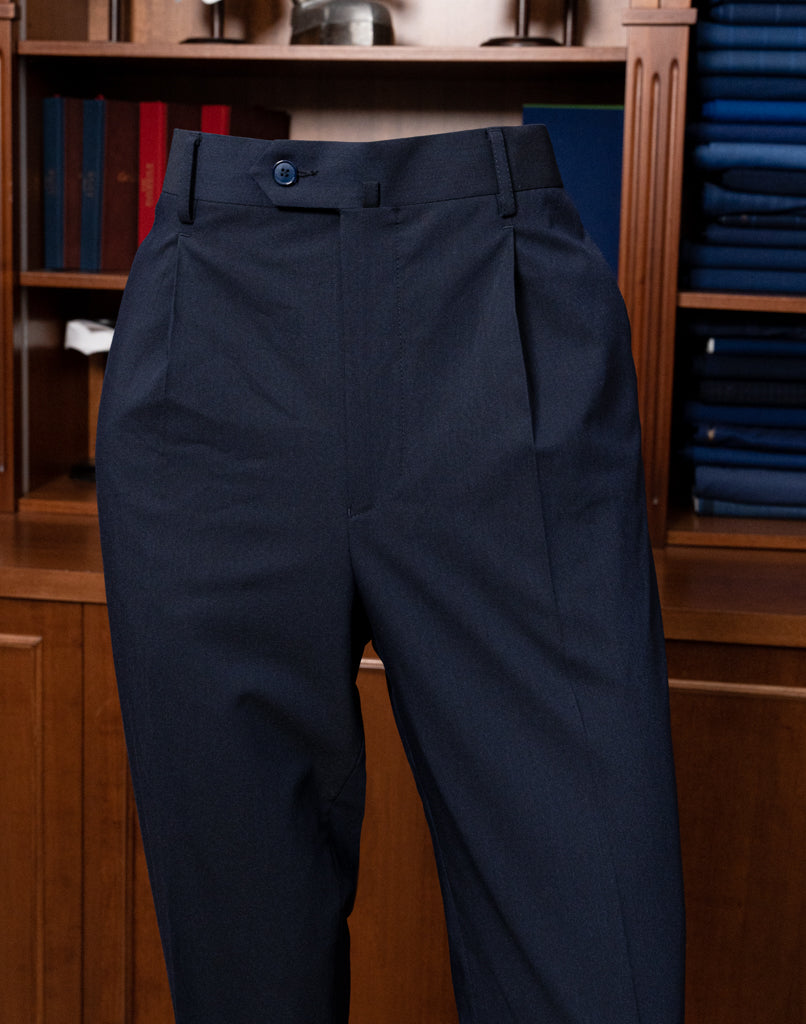 Dark Blue Herringbone Tiziano Pants