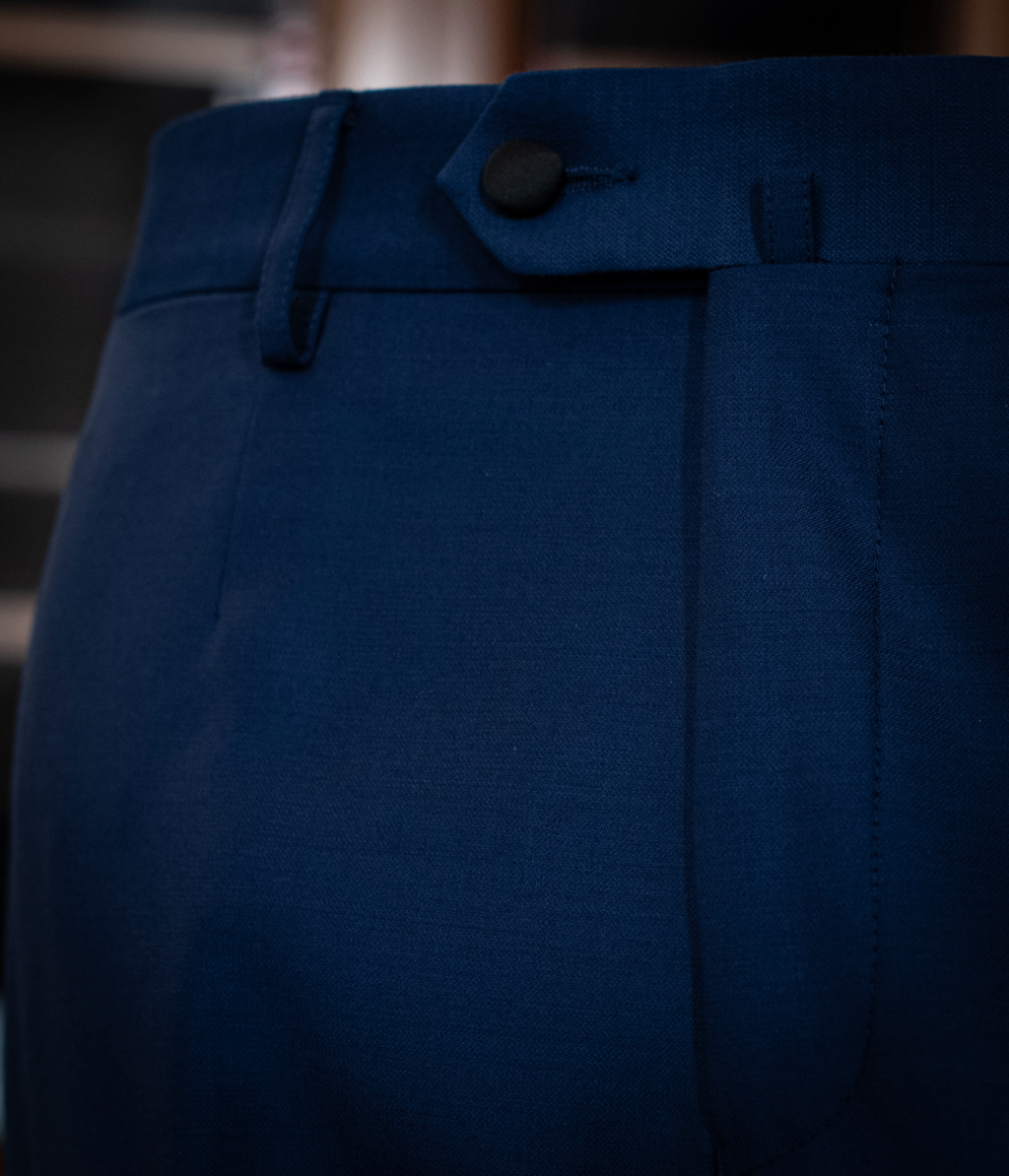 Pantalone Tiziano Blu con Banda laterale in Raso Nero
