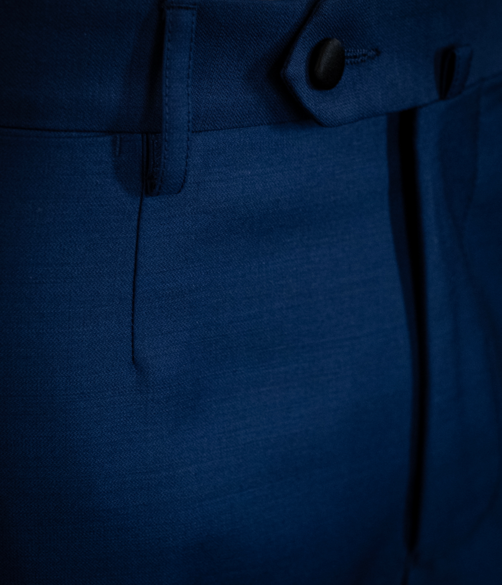 Pantalone Tiziano Blu con Banda laterale in Raso Nero