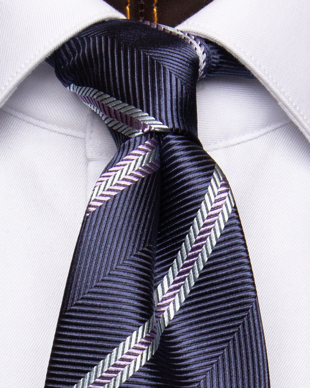 Cravatta Regimental Blu Notte Spinata Grigia e Lilla