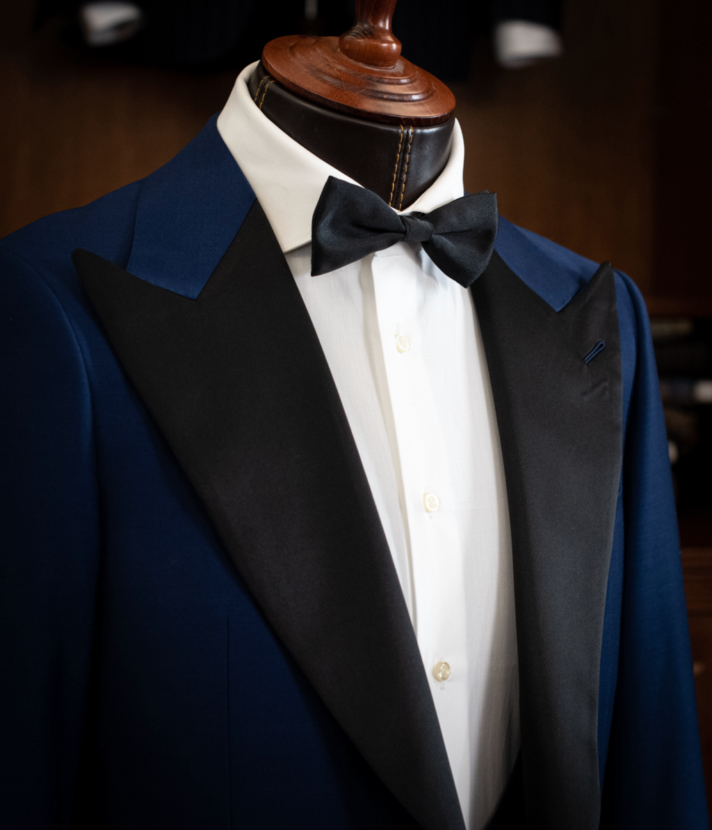 Blue Michelangelo Tuxedo with Black Satin Lapel