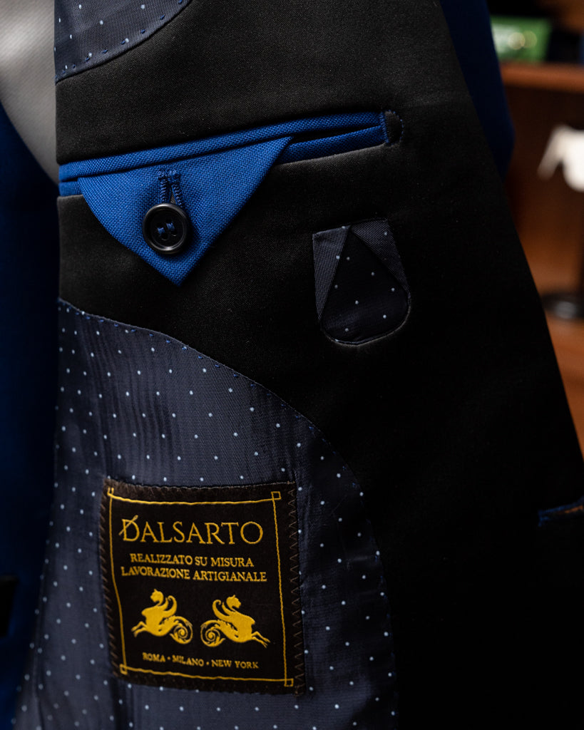 Donatello Tuxedo Navy Blue with Black Satin