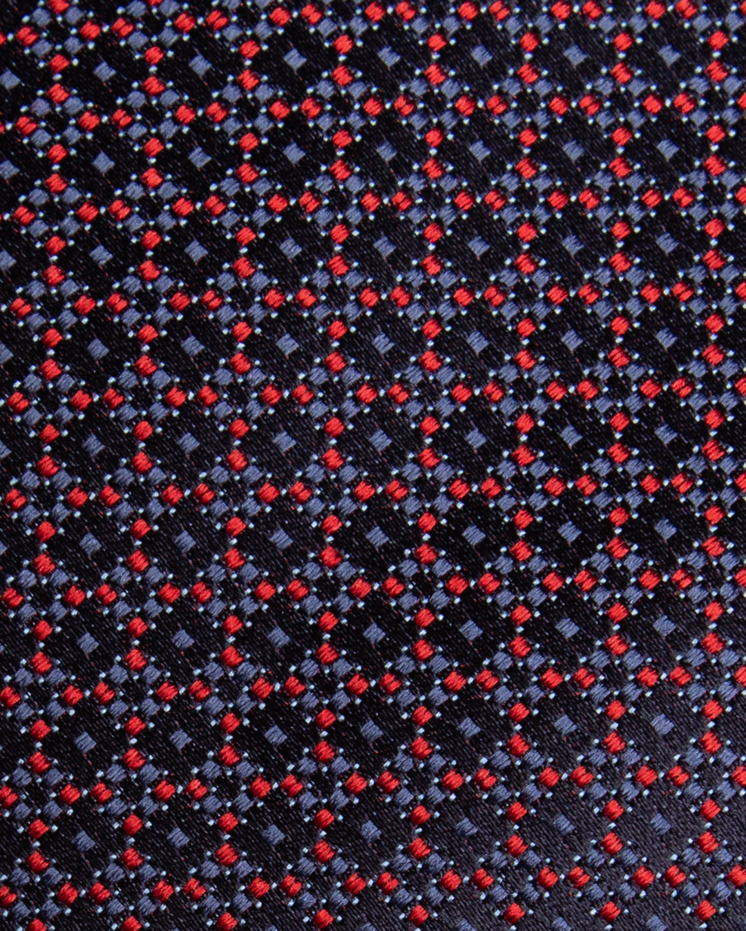 Blue Tie with Red Diamond Micro-Pattern