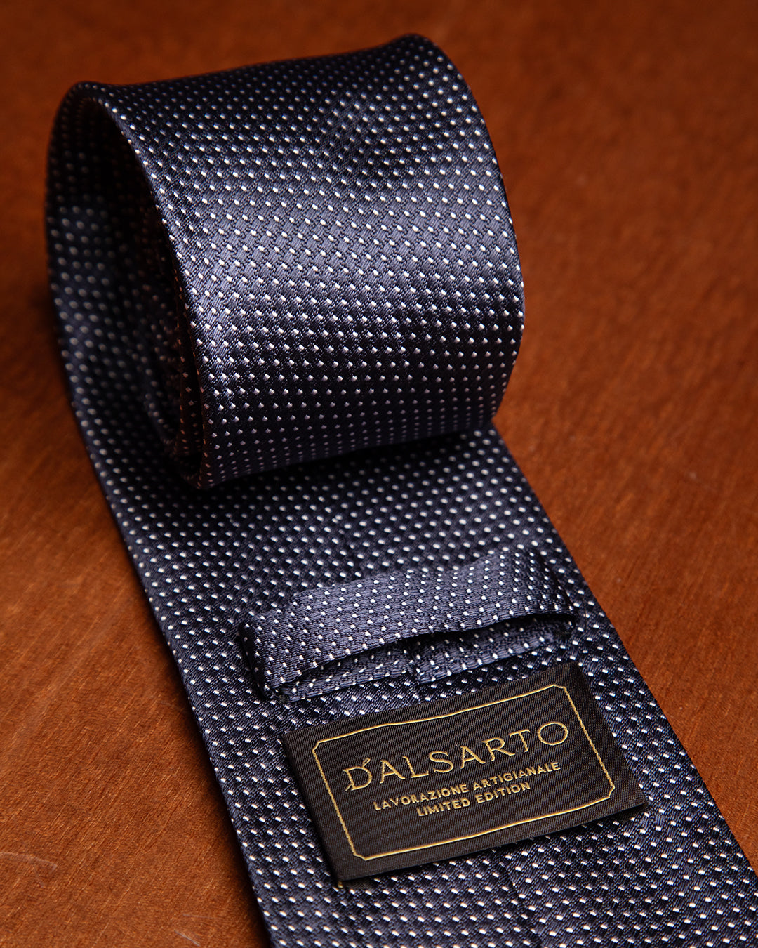 Cravatta Blu Notte con Micropuntini Bianchi