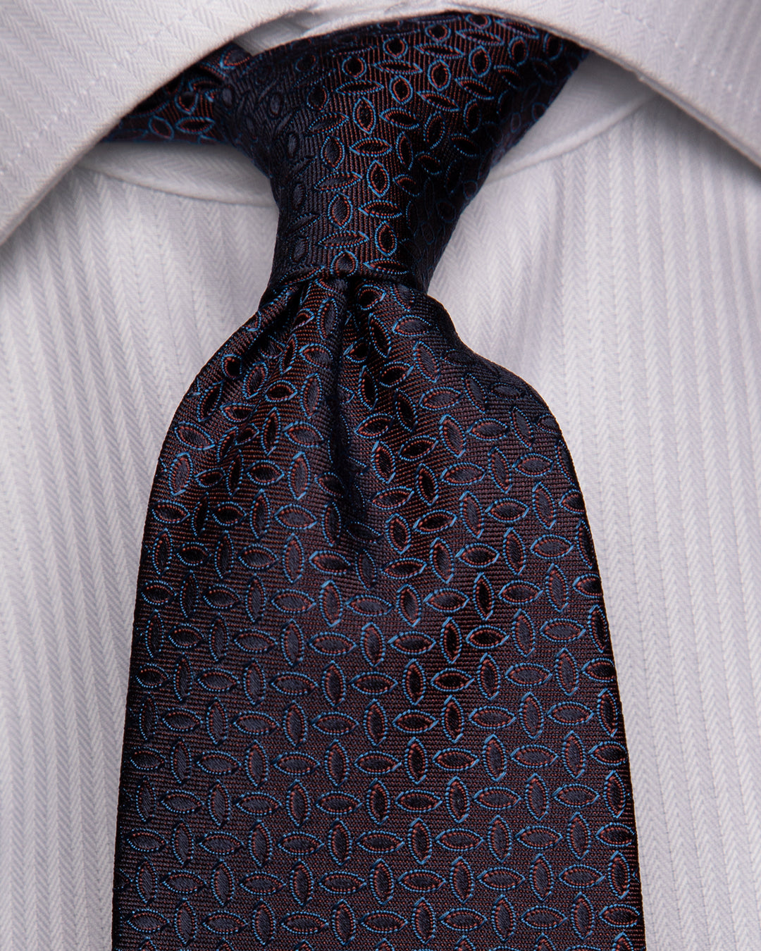 Bordeaux Jacquard Tie with Cobalt Blue Elliptical Pattern