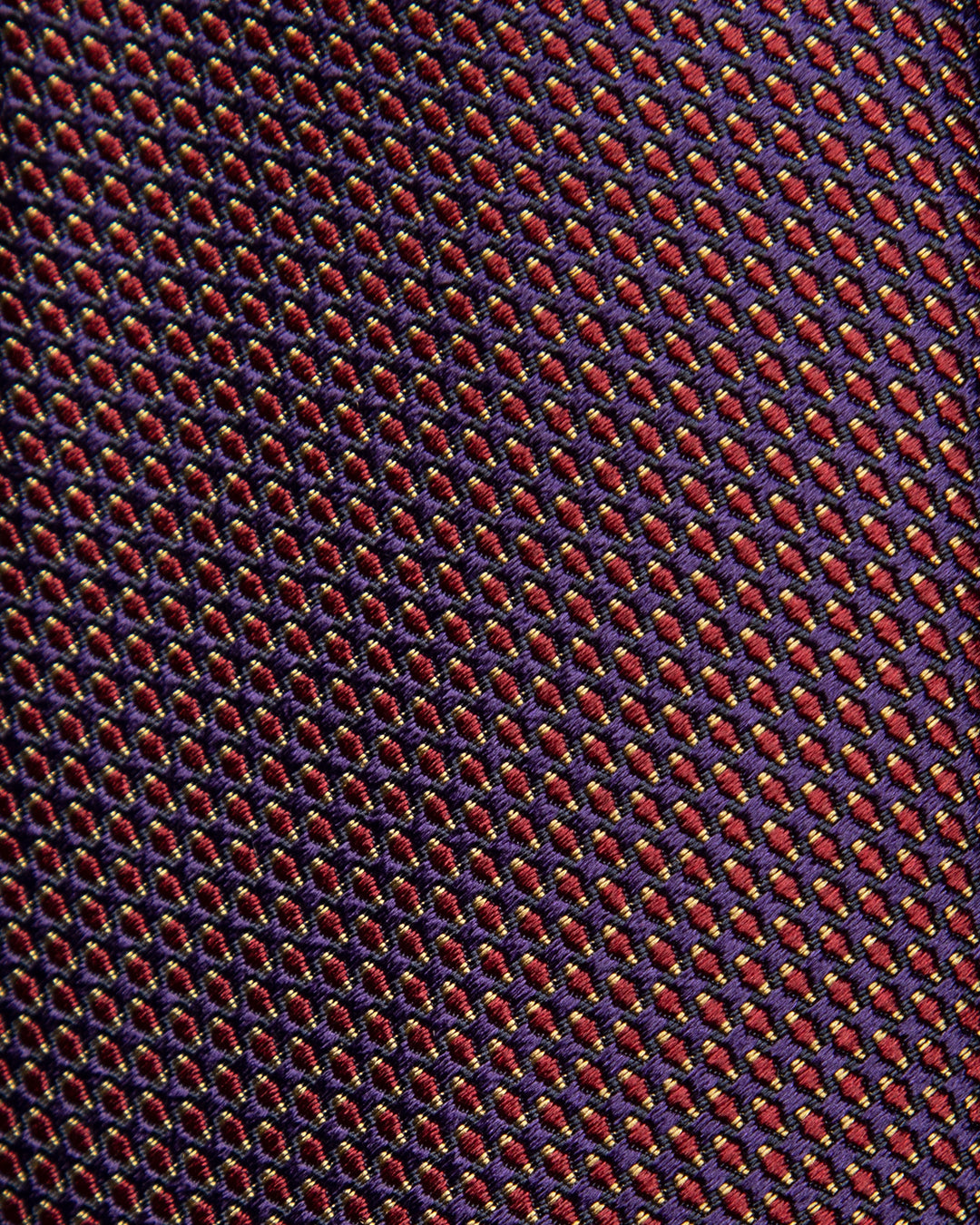 Cravatta Jacquard con Microtrama Blu Notte, Rosso Rubino, Giallo Oro