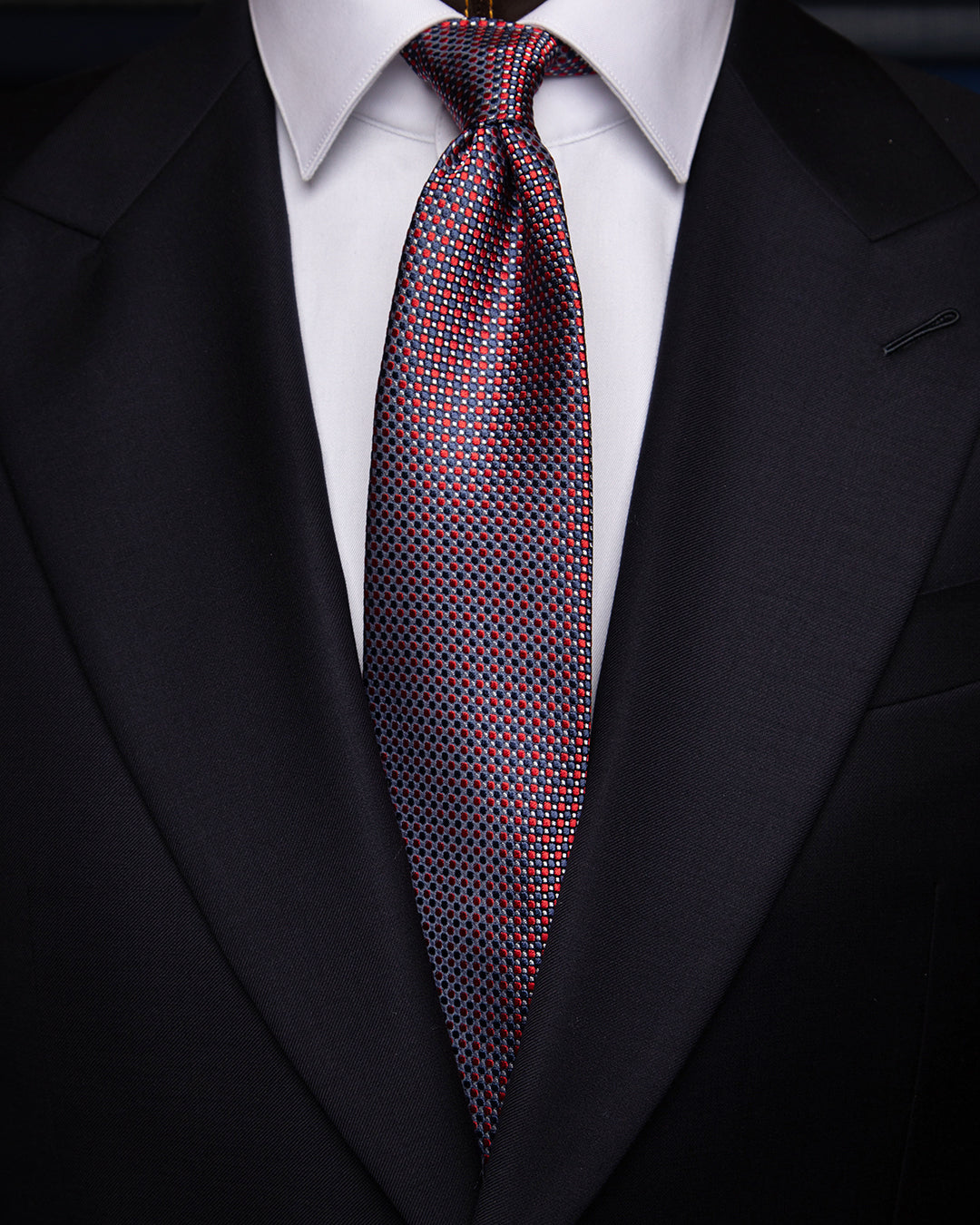 Red, Blue and White Micro Dots Tie