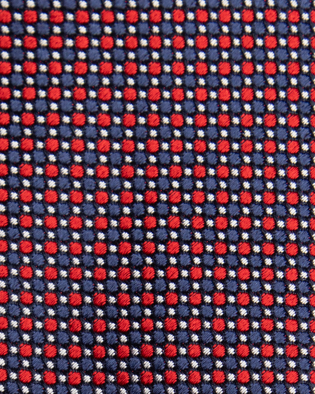 Cravatta Micro Puntini Rosso Blu e Bianco