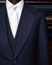 Abito Modernico Blu Micro Trama in Jacquard con Gilet