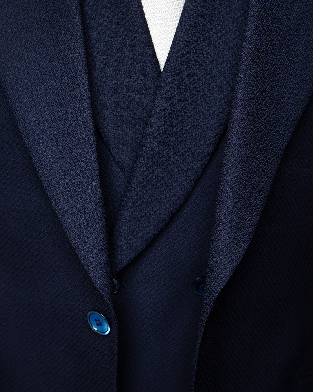 Abito Modernico Blu Micro Trama in Jacquard con Gilet
