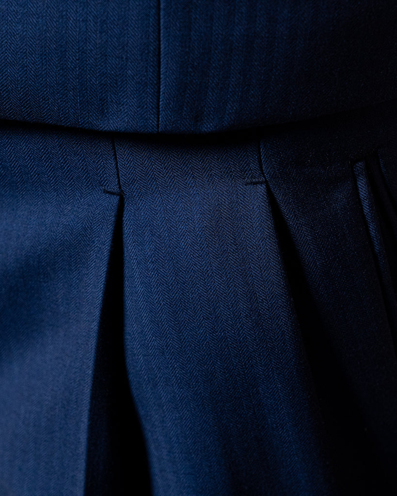 Bernini Navy Blue Herringbone Suit with Vest