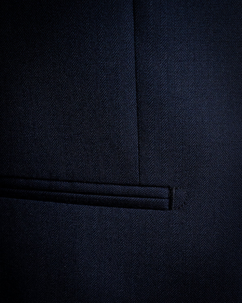 Bernini Three Piece Blue Herringbone Suit