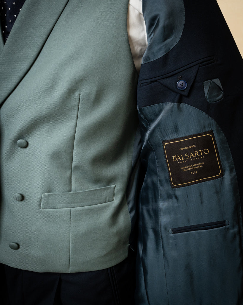 Abito Bernini Cerimonia con Gilet Verde Acqua