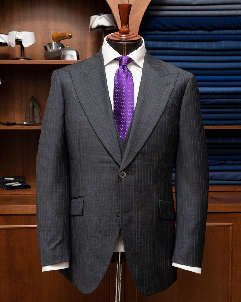 Abito Bernini Gessato Grigio Cenere con Gilet