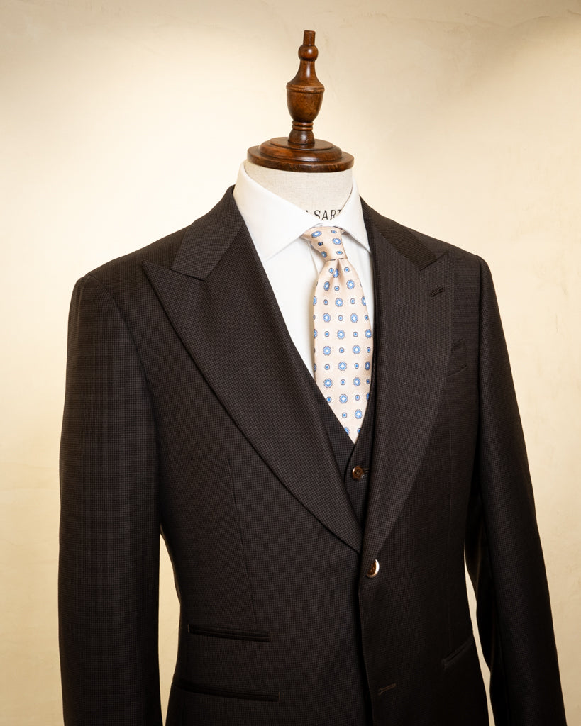 Abito Bernini Pied de Poule Marrone con Gilet