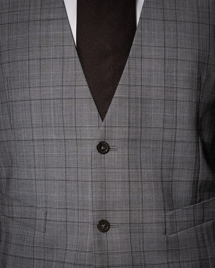 Abito Bernini Principe di Galles Grigio con Gilet