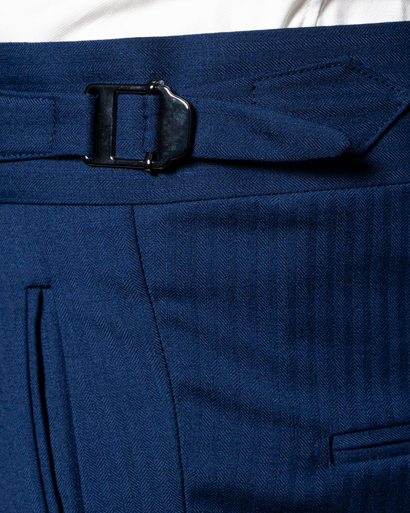 Bernini Navy Blue Herringbone Suit with Vest